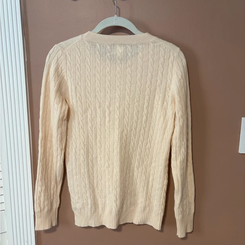 J.Crew wool-cashmere cream cable knit crewneck sweater